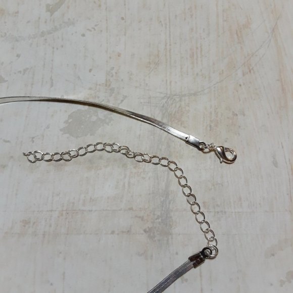 Choker Necklace Set Silver Boho Link & Snake Chain - Picture 6 of 6